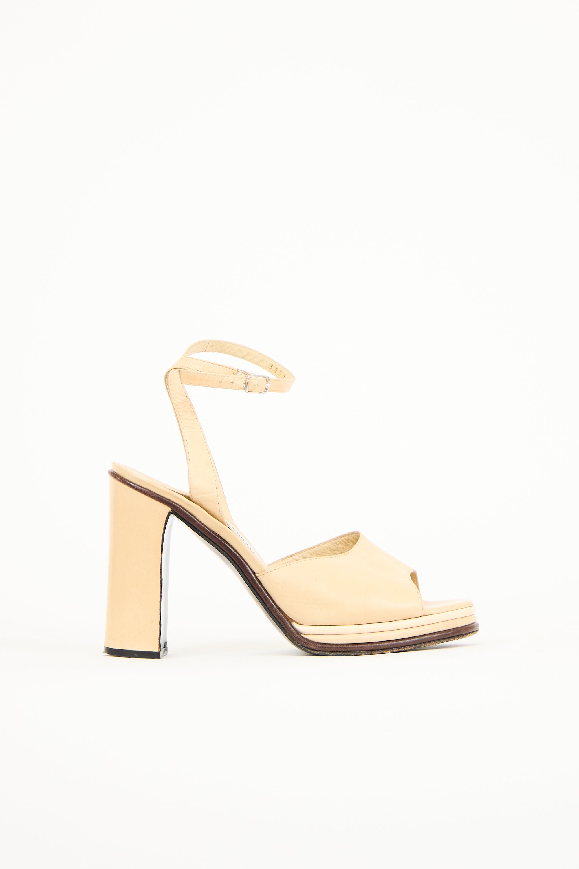 Dolce & Gabbana Beige Leather Block Heel
