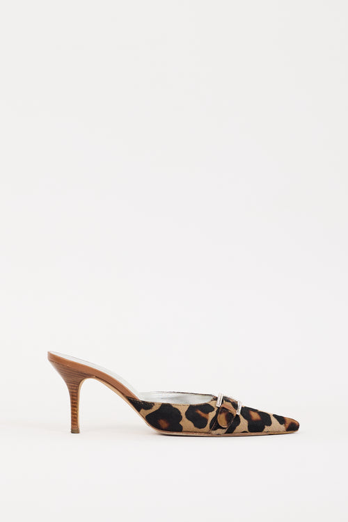 Dolce & Gabbana Black & Brown Printed Hair Heeled Mule