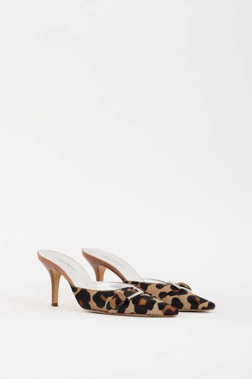 Dolce & Gabbana Black & Brown Printed Hair Heeled Mule