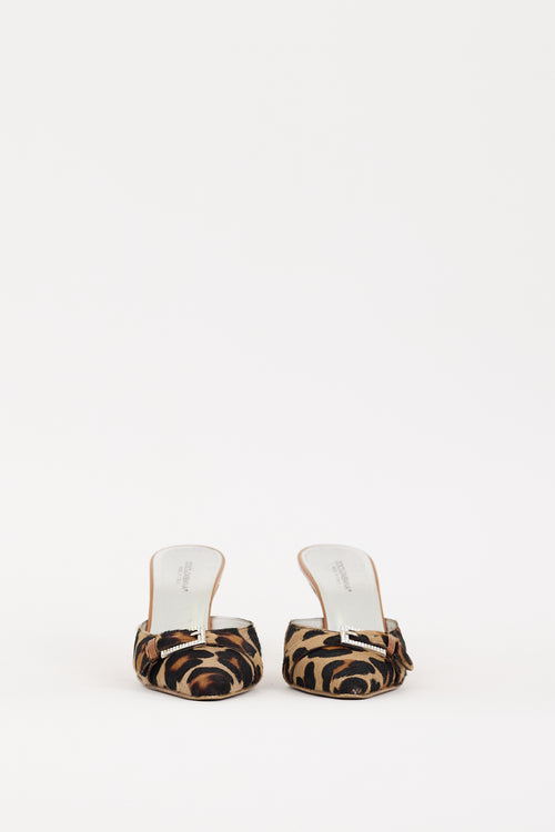 Dolce & Gabbana Black & Brown Printed Hair Heeled Mule