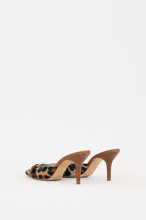 Dolce & Gabbana Black & Brown Printed Hair Heeled Mule