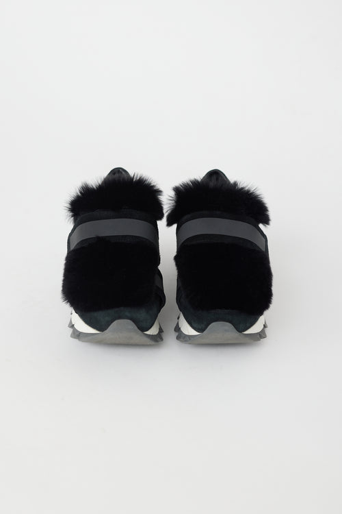 Dolce & Gabbana Black Mesh & Fur Sneaker