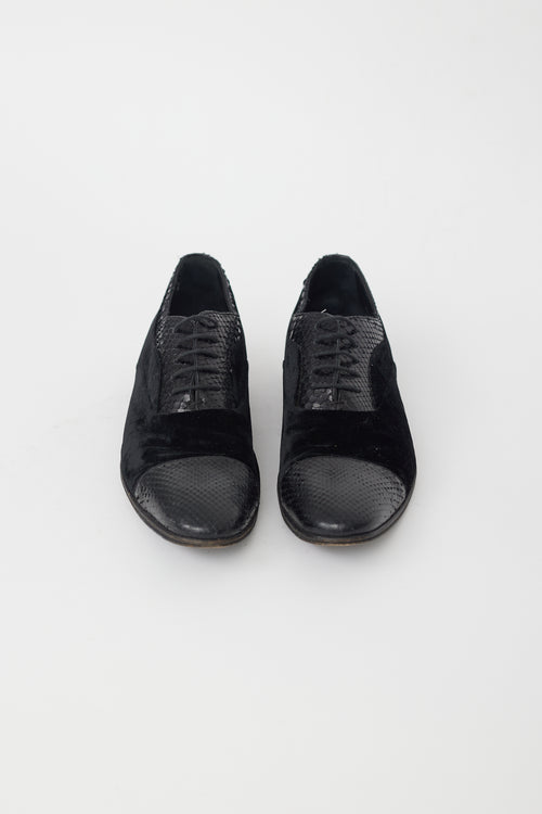 Dolce & Gabbana Black Leather & Velvet Oxford