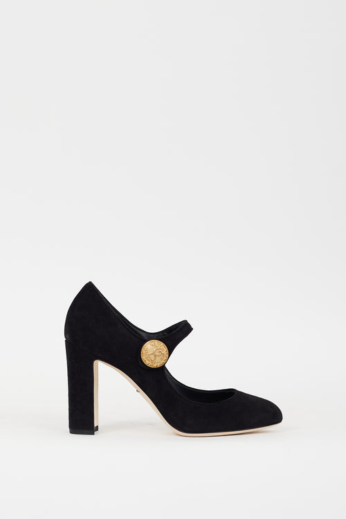 Dolce & Gabbana Black Suede Vally Mary Jane Pump