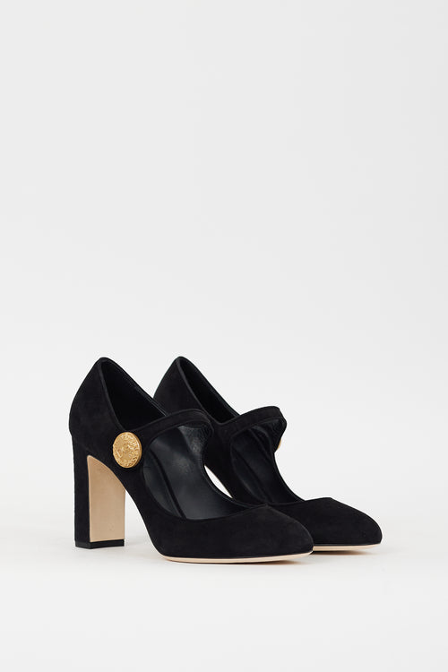 Dolce & Gabbana Black Suede Vally Mary Jane Pump