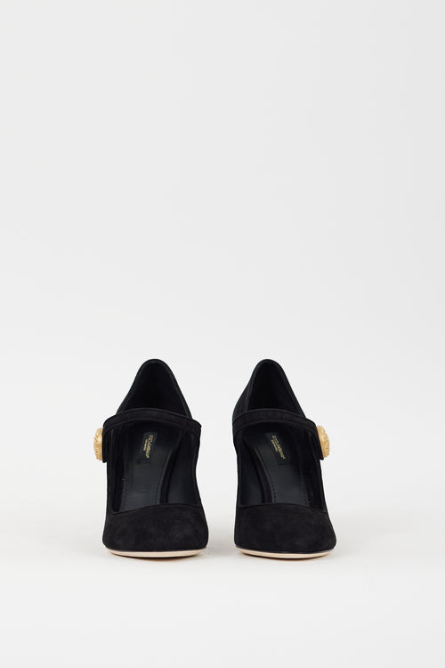 Dolce & Gabbana Black Suede Vally Mary Jane Pump