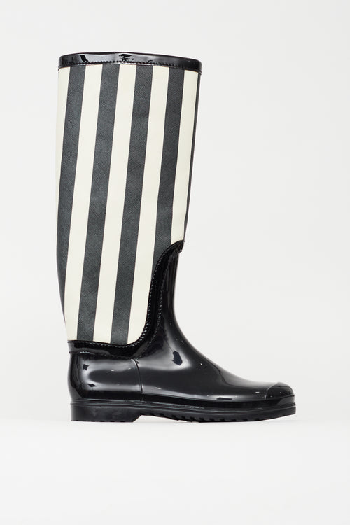 Dolce & Gabbana Black & White Rubber Boot