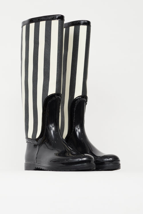 Dolce & Gabbana Black & White Rubber Boot