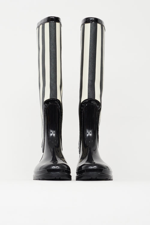 Dolce & Gabbana Black & White Rubber Boot