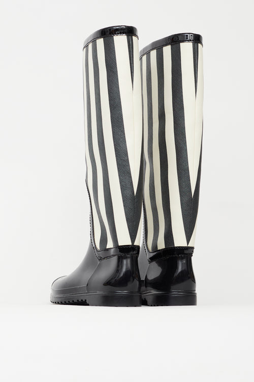 Dolce & Gabbana Black & White Rubber Boot
