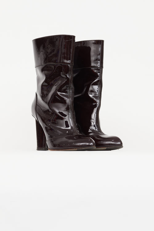 Dolce & Gabbana Burgundy Patent Ankle Boot