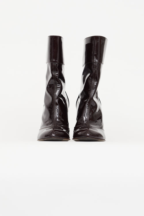 Dolce & Gabbana Burgundy Patent Ankle Boot