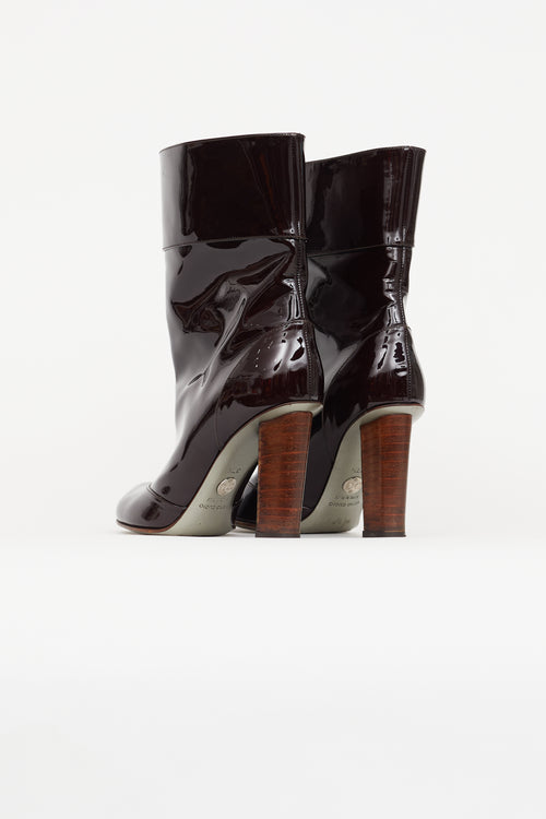 Dolce & Gabbana Burgundy Patent Ankle Boot