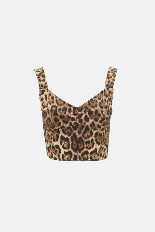 Dolce & Gabbana Charmeuse Printed Bustier Top