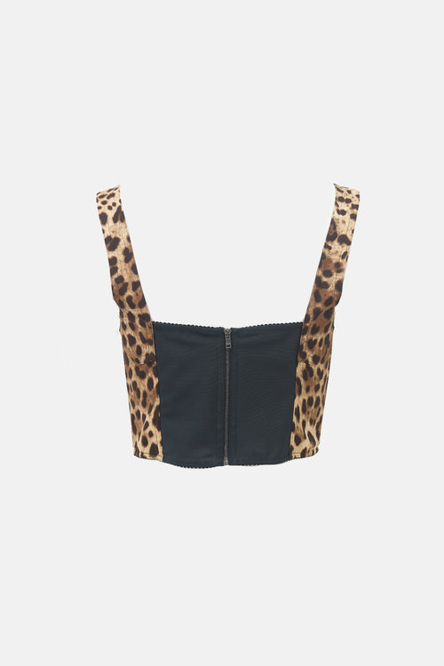 Dolce & Gabbana Charmeuse Printed Bustier Top