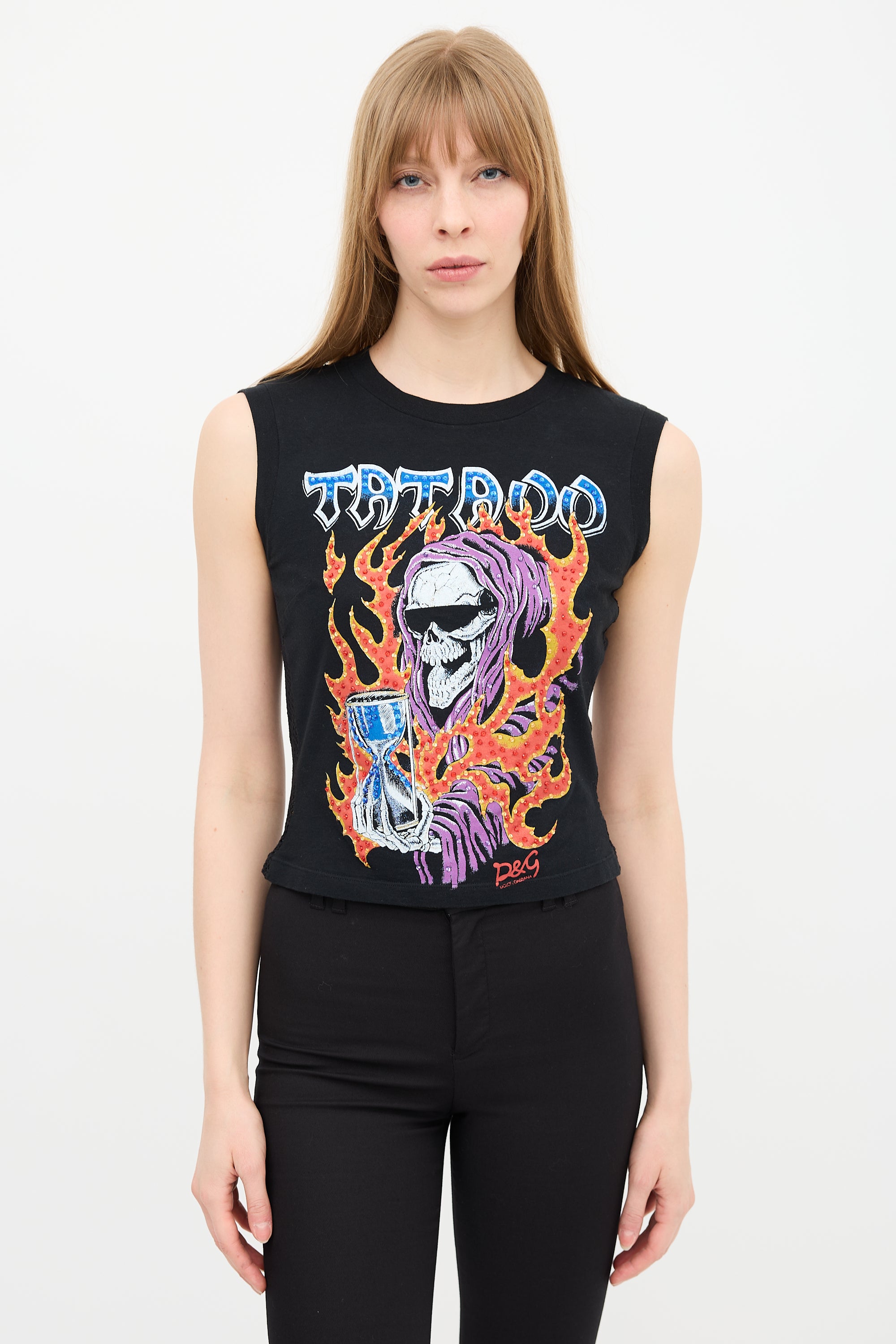 Dolce & Gabbana D&G Mesh Back Graphic Tank Top