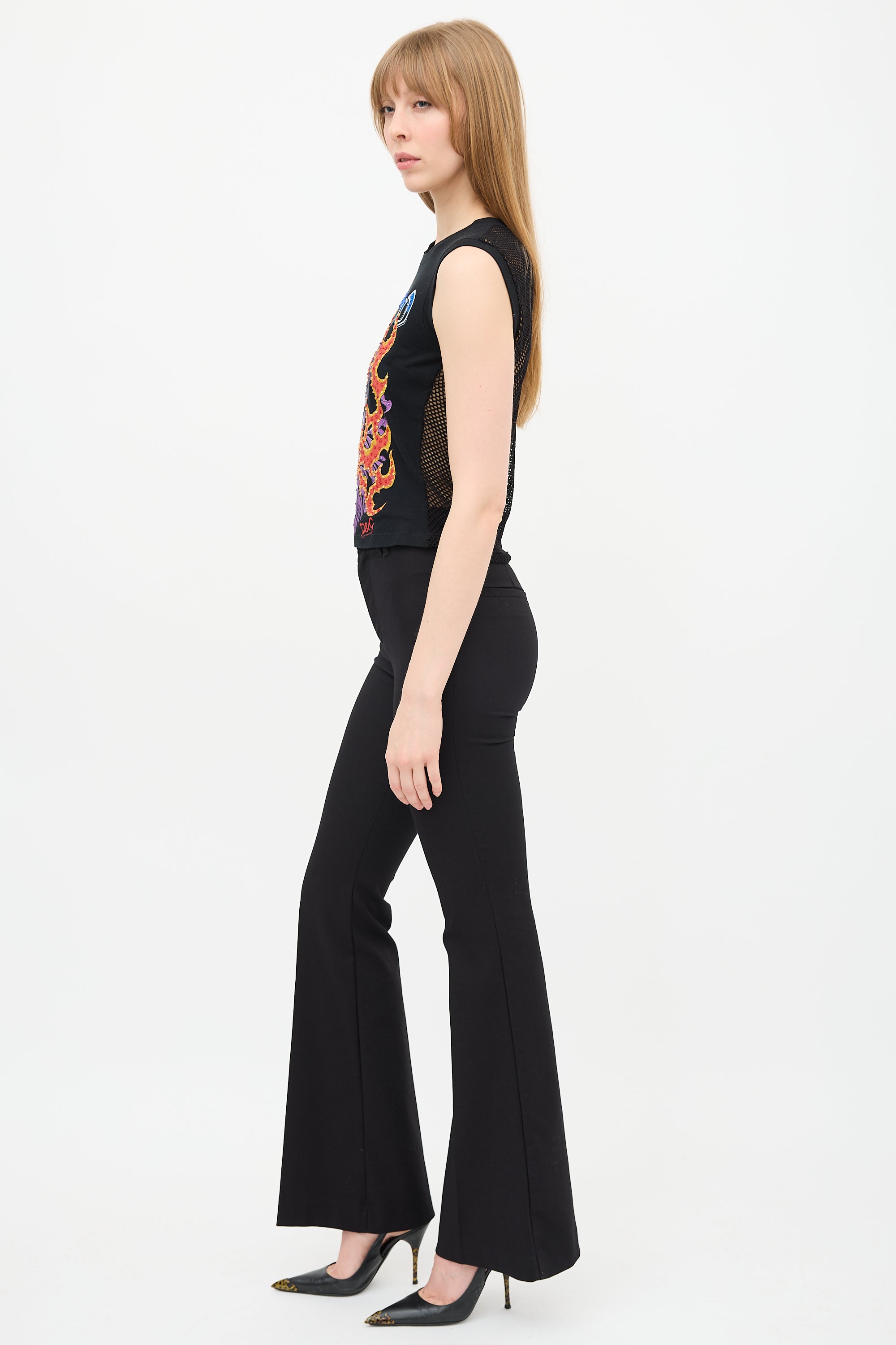 Dolce & Gabbana D&G Mesh Back Graphic Tank Top