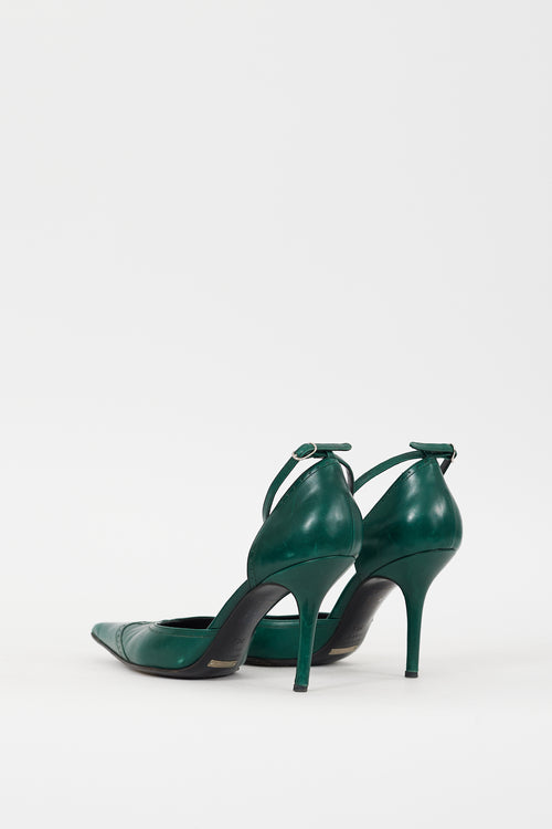 Dolce & Gabbana Green Leather Pointed Toe D'Orsay Pump