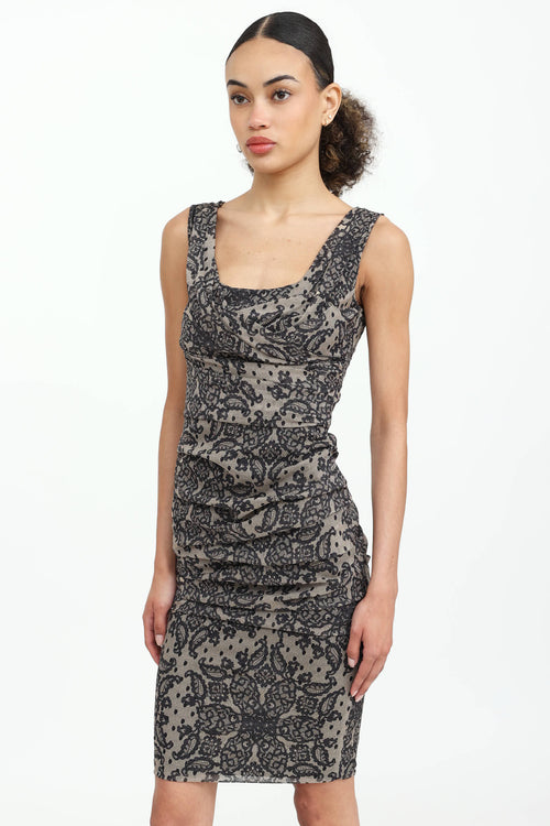 Dolce & Gabbana Lace Print Midi Dress