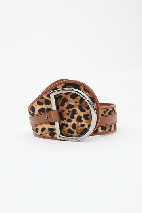 Dolce & Gabbana Leather & Canvas Printed Belt
