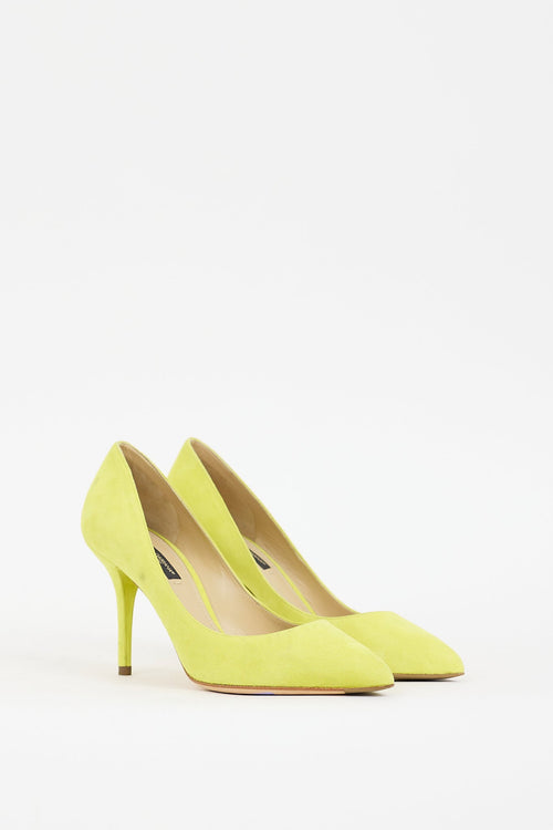 Dolce & Gabbana Yellow Suede Pointed Toe Pump