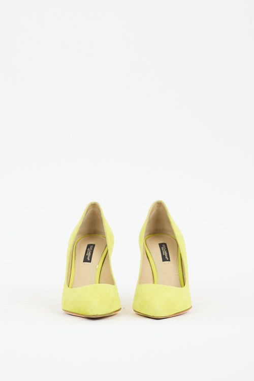 Dolce & Gabbana Yellow Suede Pointed Toe Pump