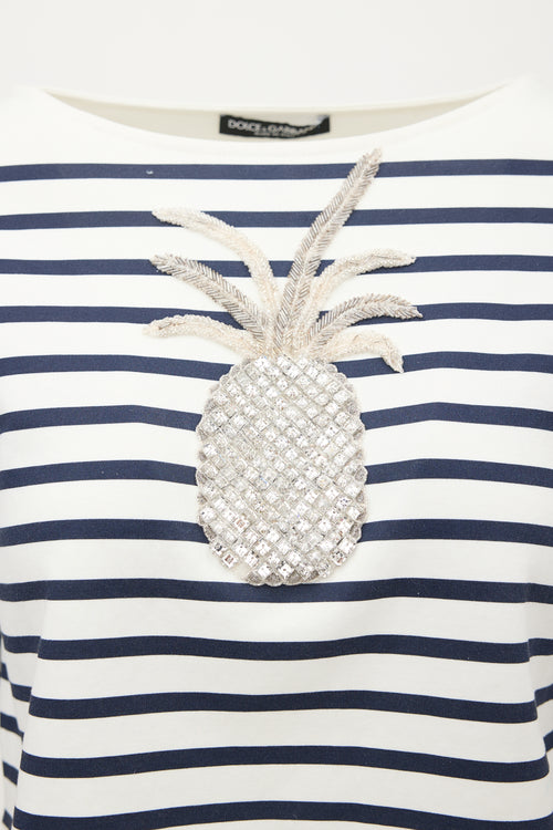 Dolce & Gabbana Mariner Striped Embellished Top