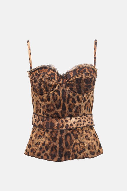 Dolce & Gabbana Mesh Printed Bustier Top