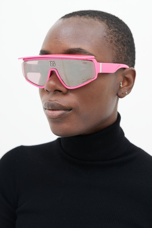 Dolce & Gabbana Pink DG6177 Glitter Visor Sunglasses