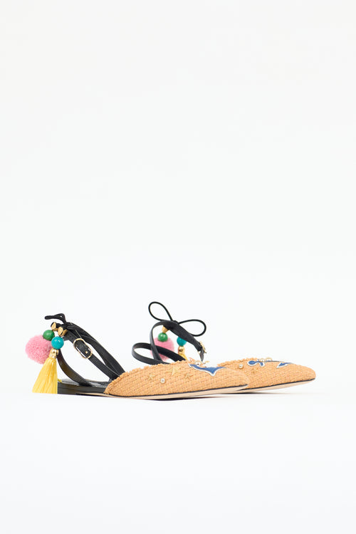Dolce & Gabbana Raffia Anchor Embellished Flat