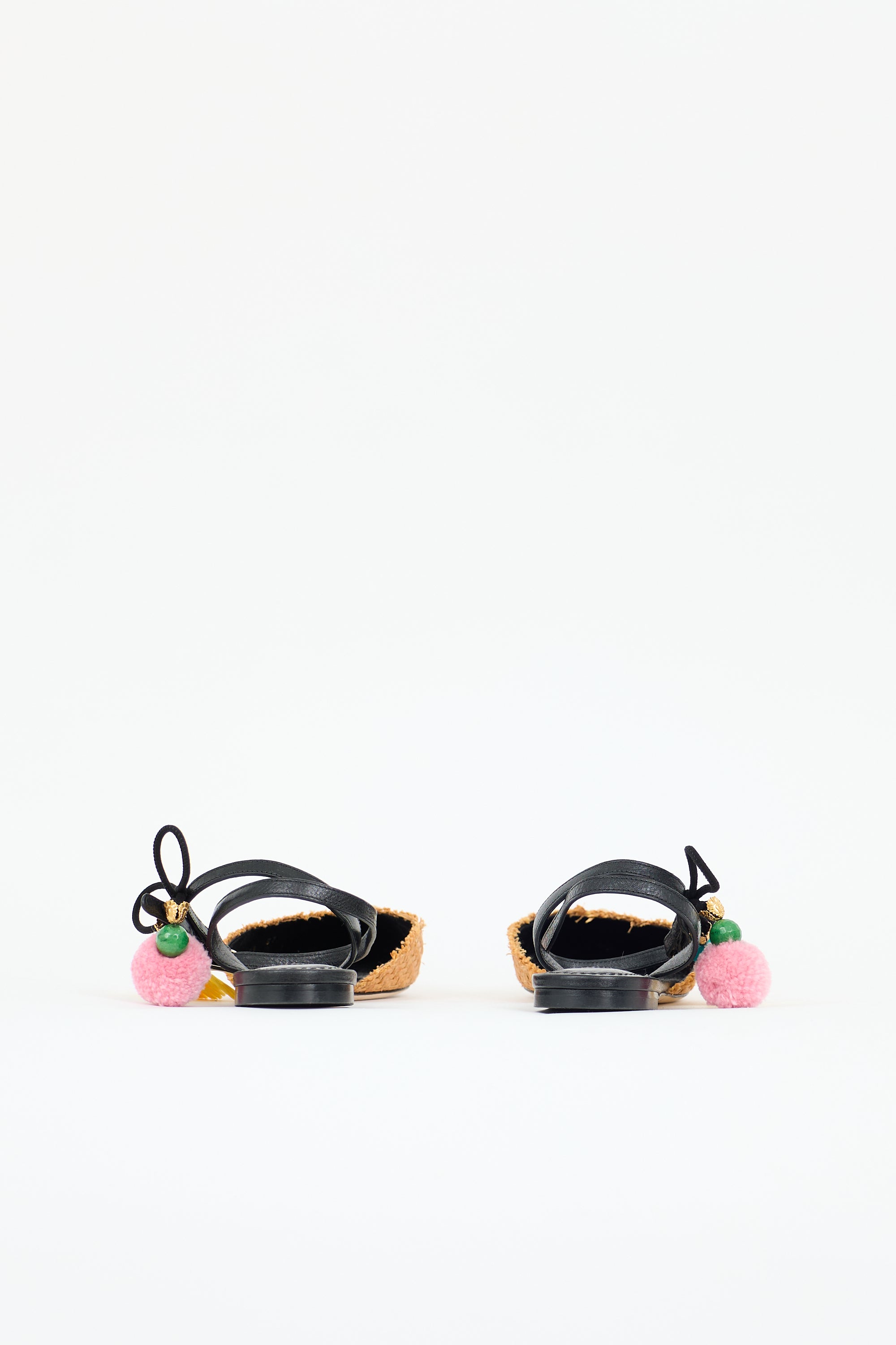 Dolce & Gabbana Raffia Anchor Embellished Flat