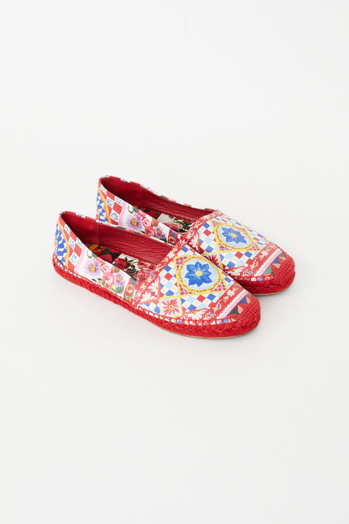 Dolce & Gabbana Red & Multi Majolica Espadrille
