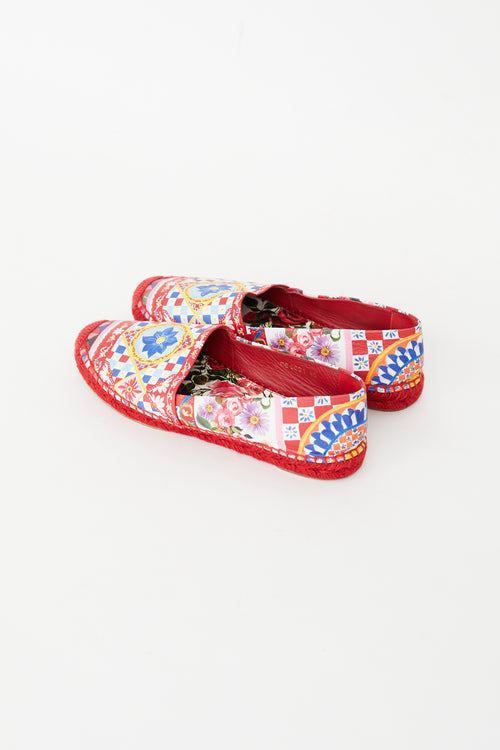 Dolce & Gabbana Red & Multi Majolica Espadrille