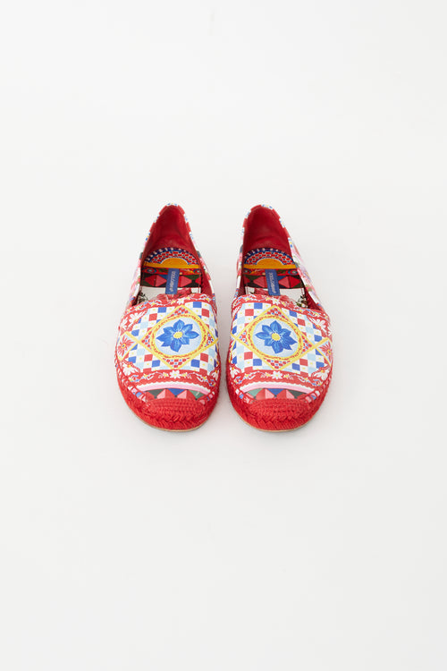 Dolce & Gabbana Red & Multi Majolica Espadrille