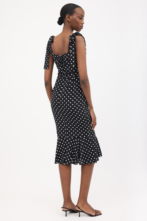 Dolce & Gabbana Silk Polka Dot Flounce Dress