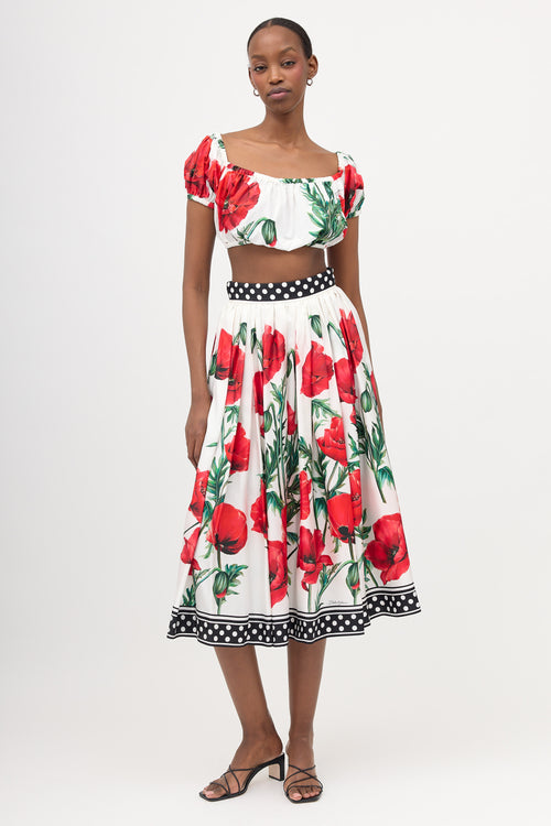 Dolce & Gabbana Silk Satin Floral Skirt