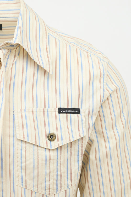Dolce & Gabbana Vintage Zip Front Striped Shirt
