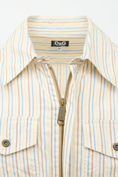 Dolce & Gabbana Vintage Zip Front Striped Shirt