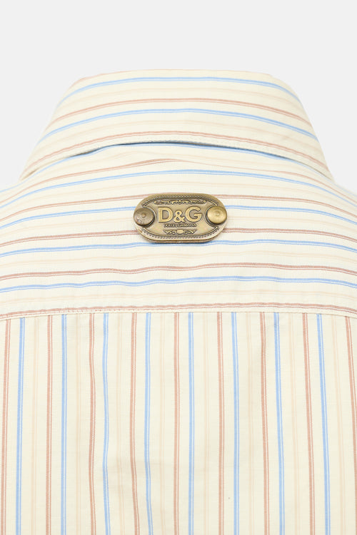 Dolce & Gabbana Vintage Zip Front Striped Shirt