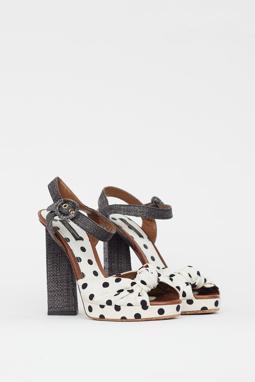 Dolce & Gabbana White & Multicolour Polka Dot Sandal