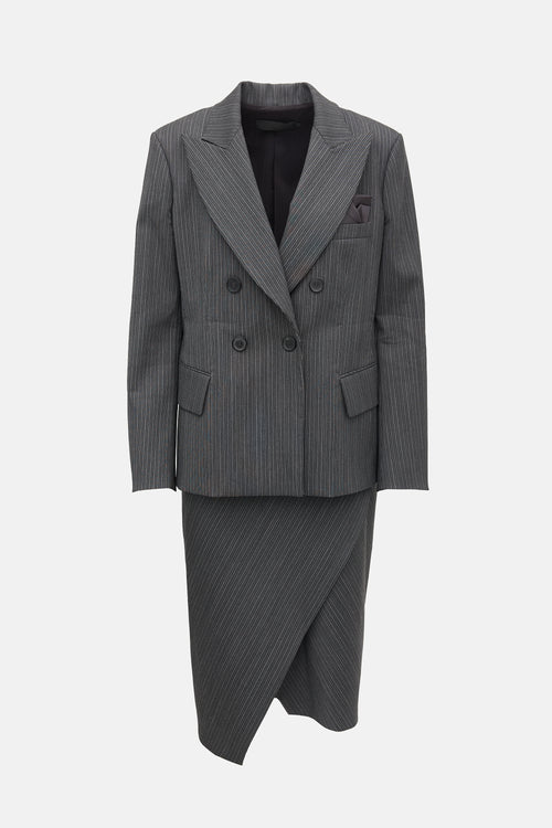 Donna Karan Wool Pinstripe Skirt Suit