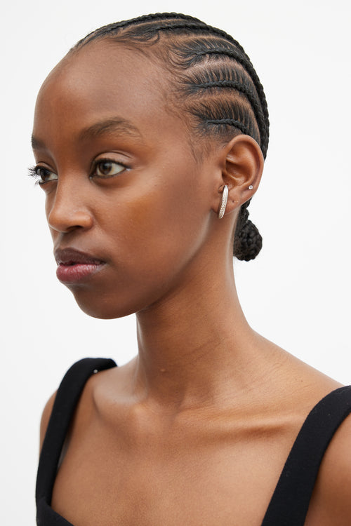 Dorsey Sterling Silver & White Sapphire Curved Single Earring