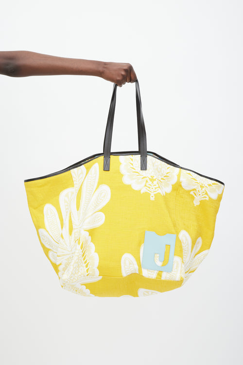 La DoubleJ Yellow & White Floral Tote