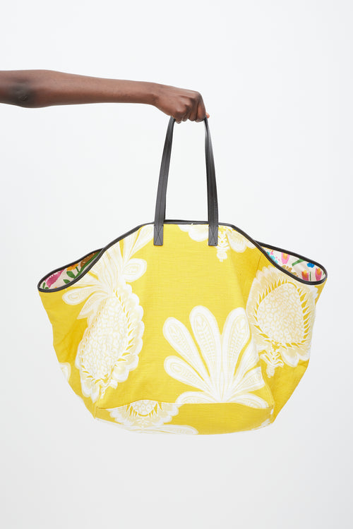 La DoubleJ Yellow & White Floral Tote