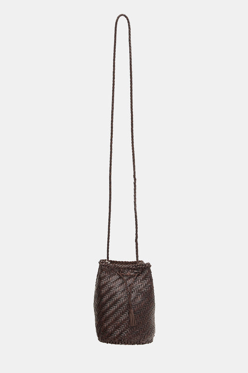 Dragon Diffusion Woven Leather PomPom Bucket Bag