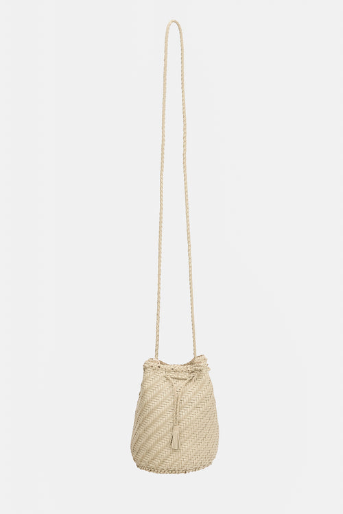 Dragon Diffusion Woven Leather PomPom Bucket Bag