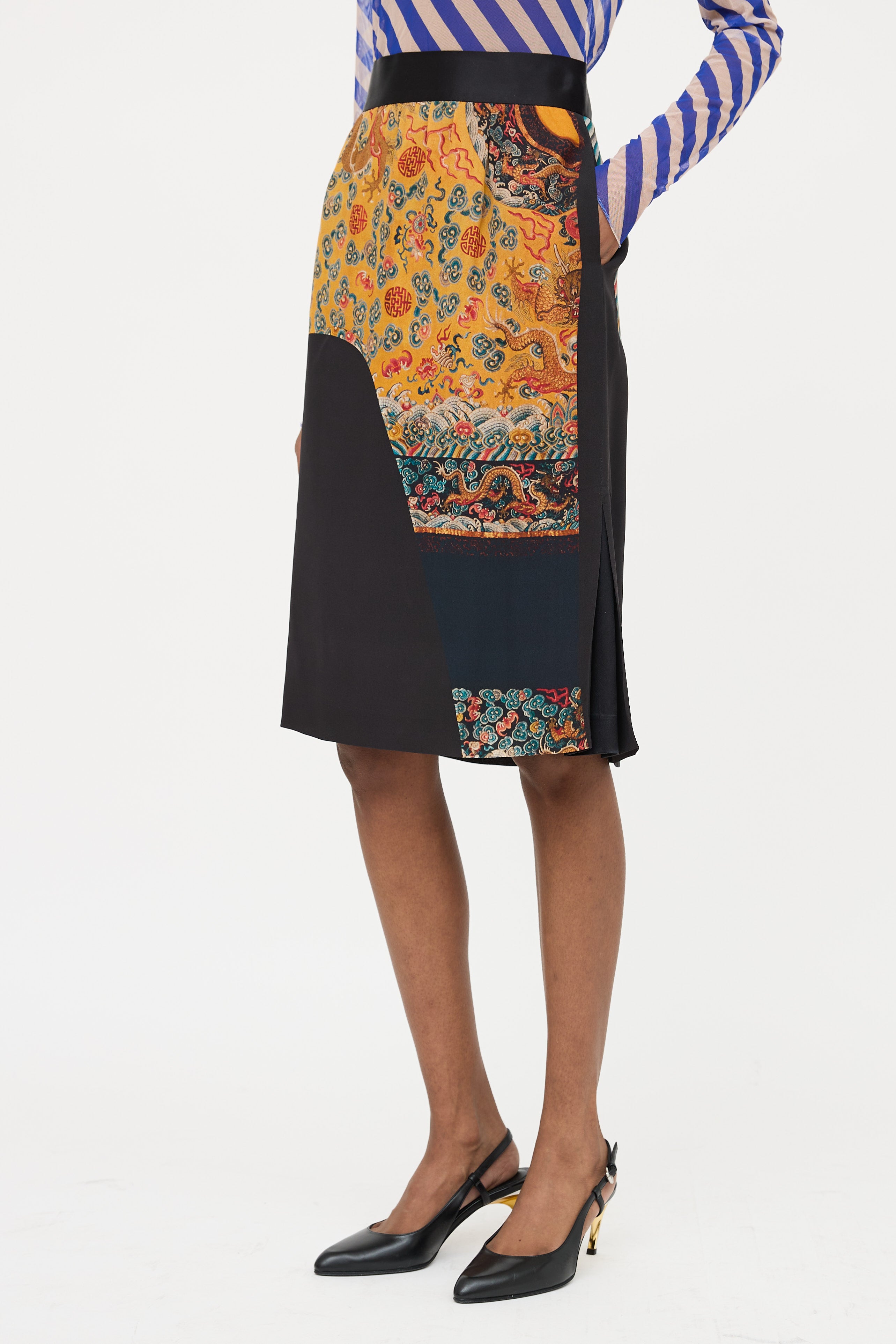 Dries Van Noten Silk Pattern Skirt