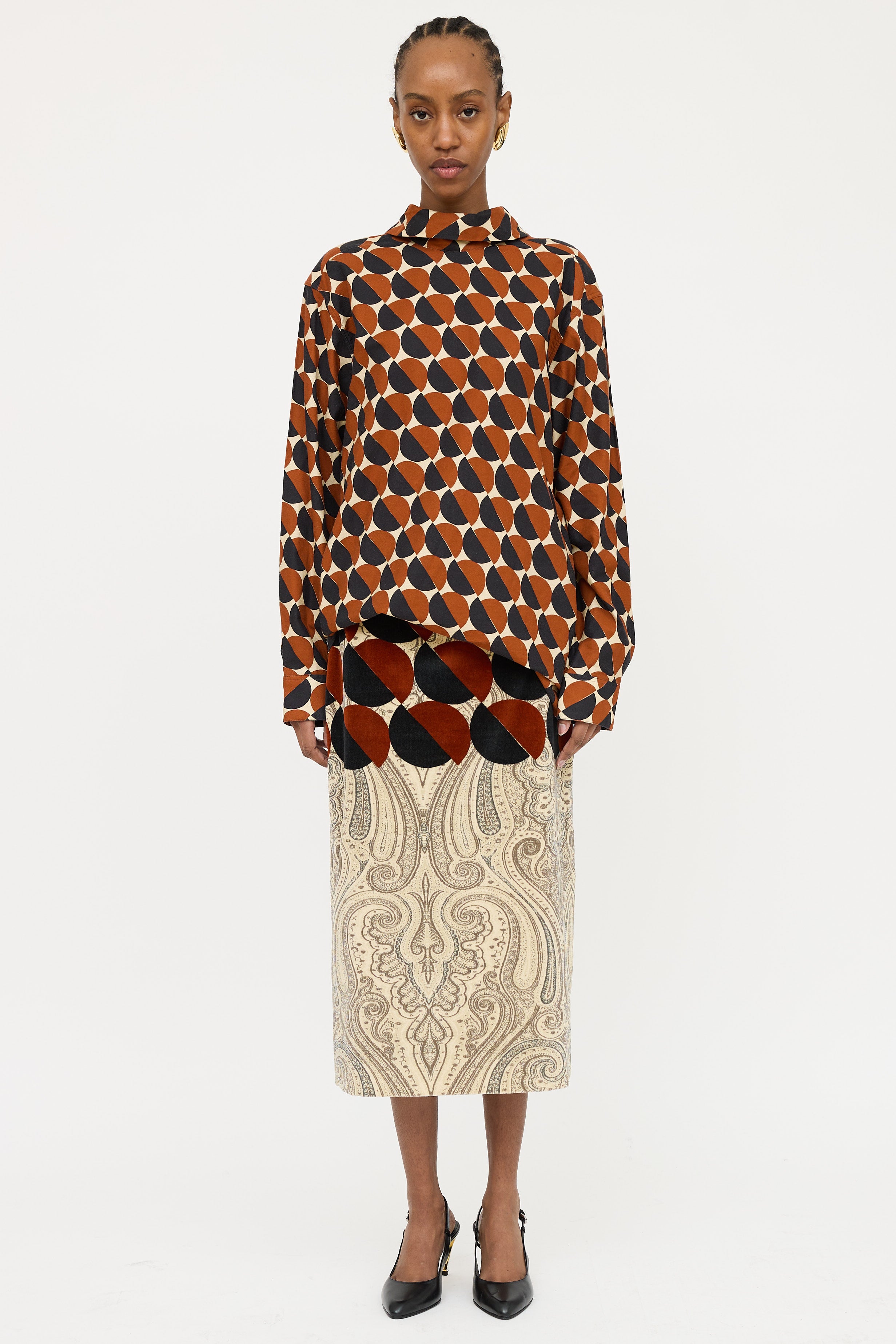 Dries Van Noten Geometric Mock Neck Top