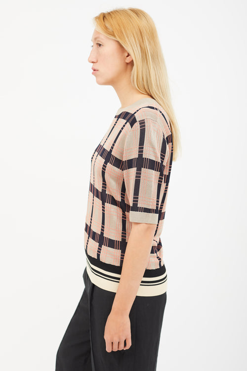 Dries Van Noten Beige & Multicolour Plaid Knit Top