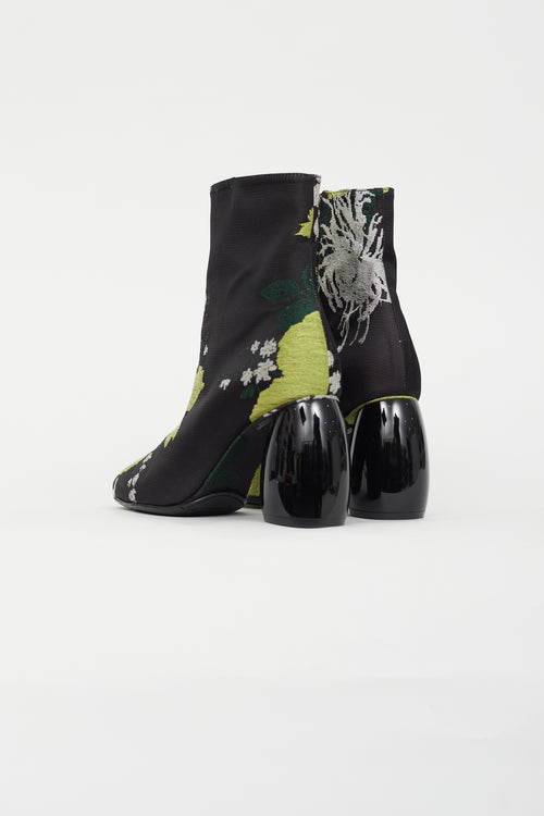Dries Van Noten Black & Multicolour Floral Boot